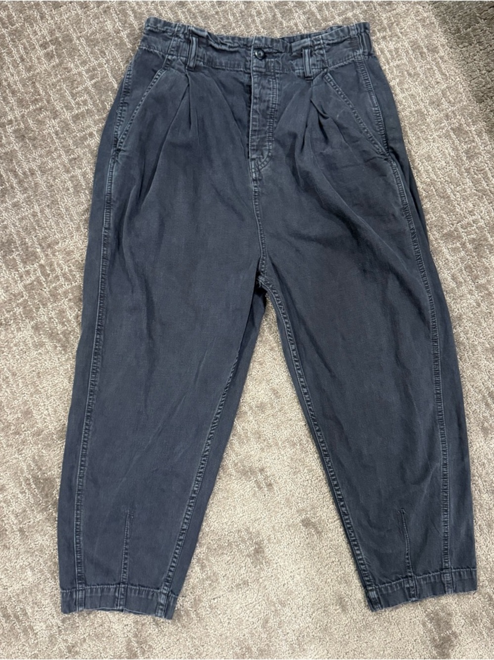 We The Free Washed Charcoal Elastic, button up and wide leg  jogger/denim size M